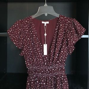 NWT Max Studio V Neck Dotted Midi Dress